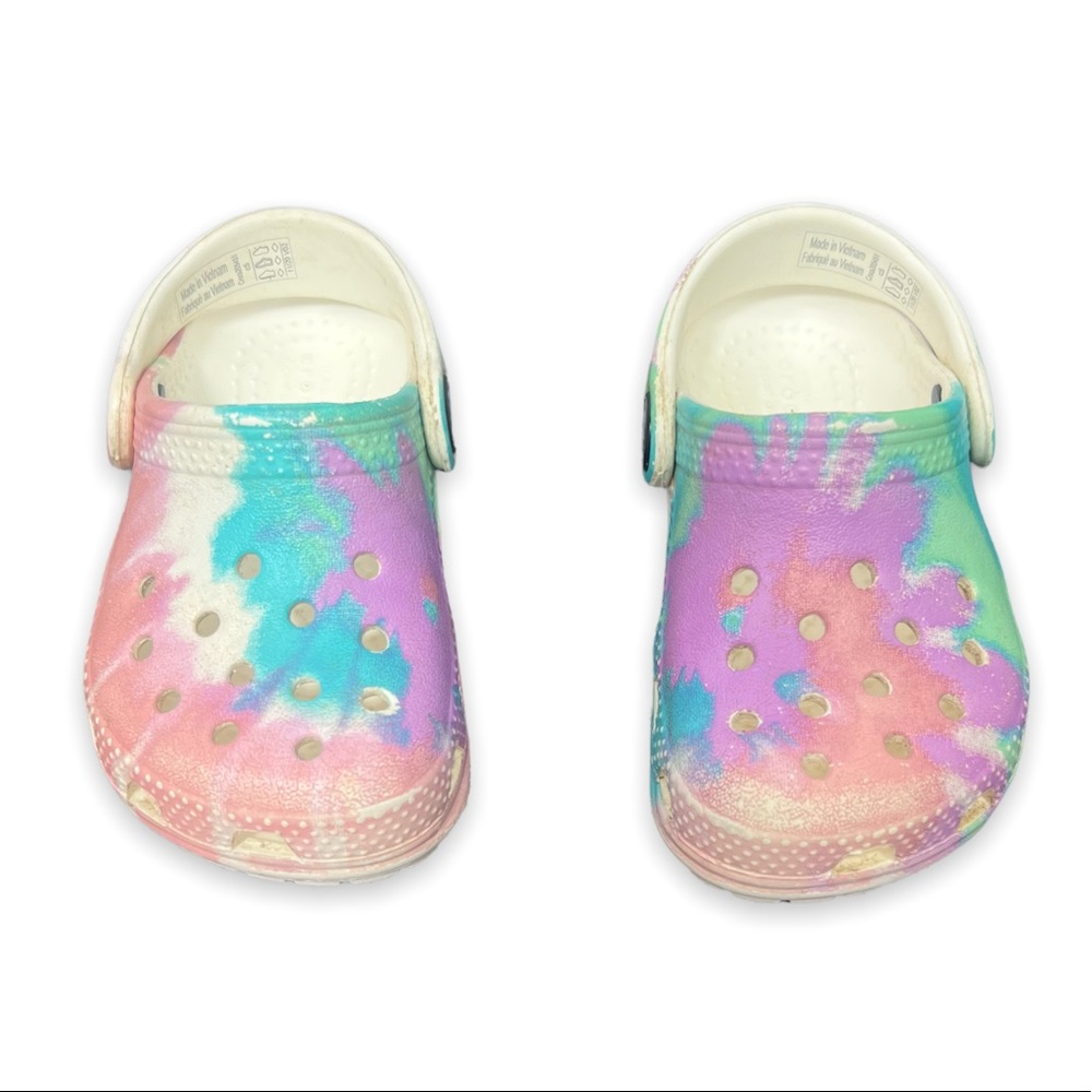 CROCS GIRLS CLASSIC CLOG - TIE-DYE Size 5 Baby/Toddler